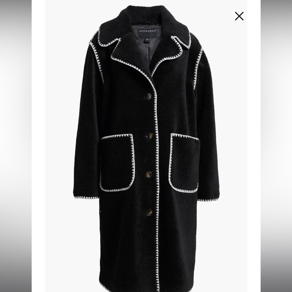 Bernardo Women's Black Teddy Coat with Cream Accents - Picture 3 of 6